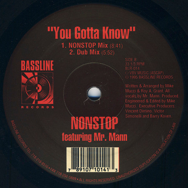 Nonstop Featuring Mr. Mann : You Gotta Know (12")