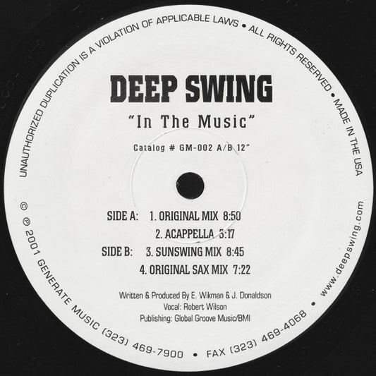 Deep Swing - In The Music vinyl record, 12" (Very Good (VG)) | Lulo Records