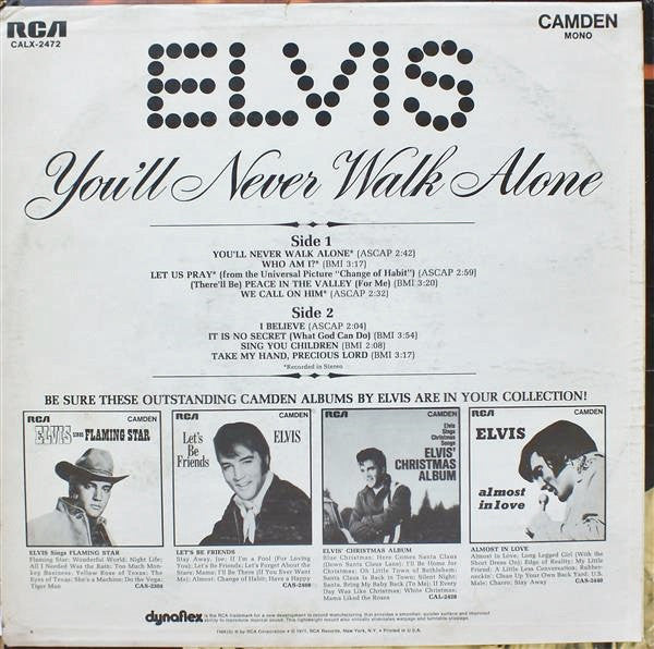 Elvis Presley : You'll Never Walk Alone (LP, Comp, Mono, Hol)