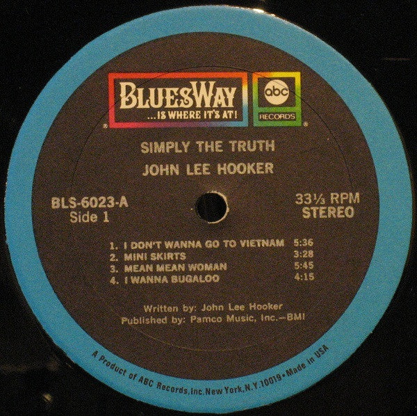 John Lee Hooker : Simply The Truth (LP, Album, Gat)