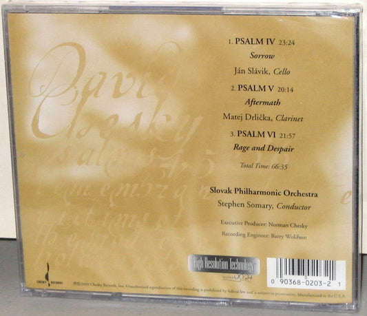 David Chesky / Slovak Philharmonic Orchestra, Stephen Somary - Psalms 4, 5 & 6 vinyl record, CD (Mint (M)) | Lulo Records