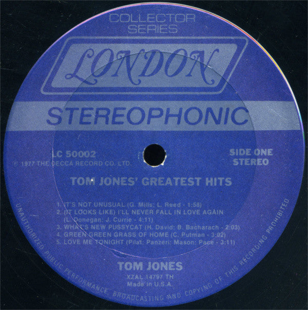 Tom Jones : Greatest Hits (LP, Comp, Ter)