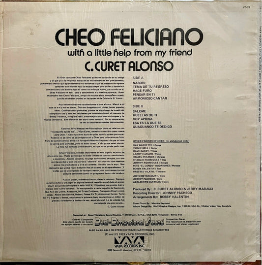 Cheo Feliciano - With A Little Help From My Friend vinyl record, LP (Near Mint (NM or M-)) | Lulo Records