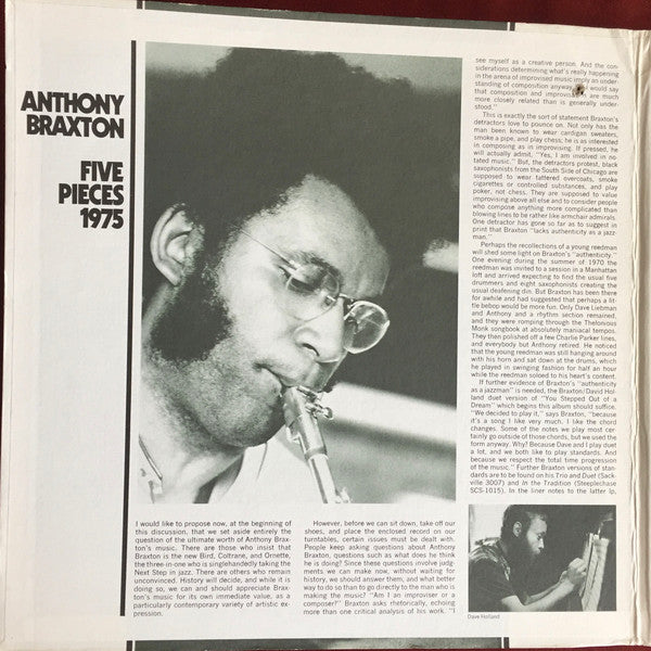 Anthony Braxton : Five Pieces 1975 (LP, Album, Promo, PRC)