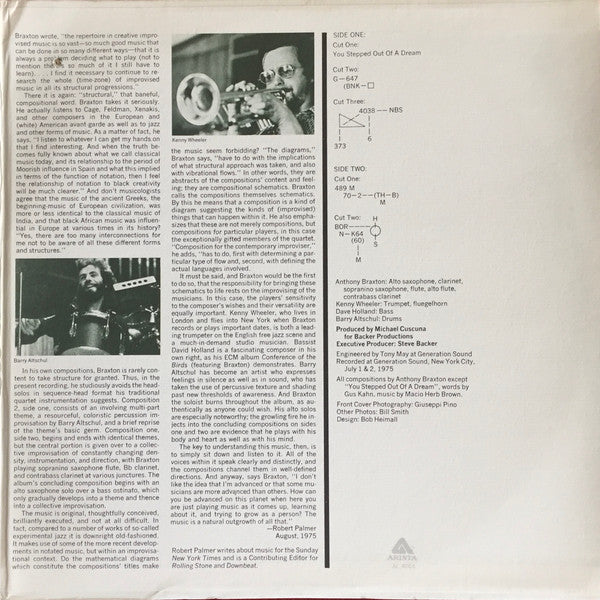 Anthony Braxton : Five Pieces 1975 (LP, Album, Promo, PRC)