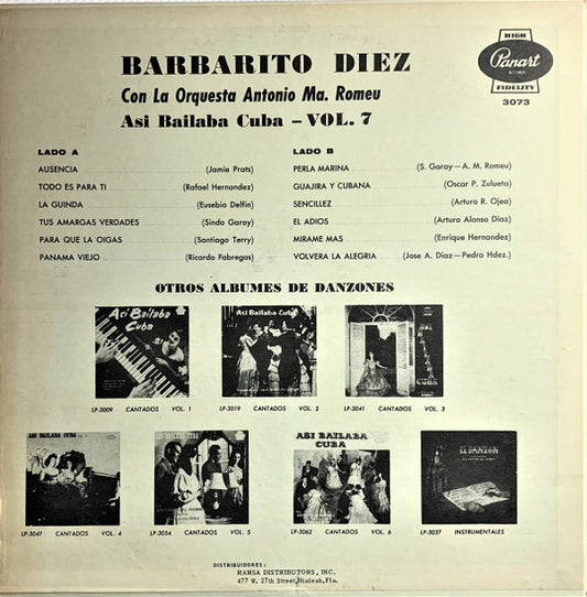 Barbarito Diez Con La Orquesta Antonio Maria Romeu : Asi Bailaba Cuba Vol. 7 (LP, Album)
