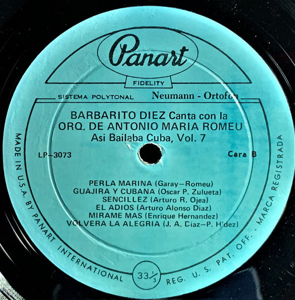 Barbarito Diez Con La Orquesta Antonio Maria Romeu : Asi Bailaba Cuba Vol. 7 (LP, Album)