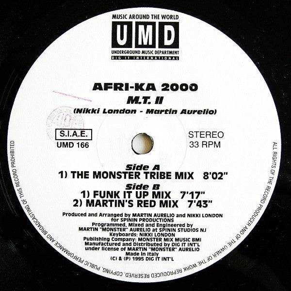 Martin "Monster" Aurelio : Afri-Ka 2000 (M.T.II) (12")
