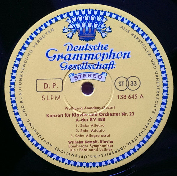 Wolfgang Amadeus Mozart - Wilhelm Kempff, Bamberger Symphoniker, Ferdinand Leitner : Klavierkonzerte A-Dur KV 488 Und C-Moll KV 491 (LP)