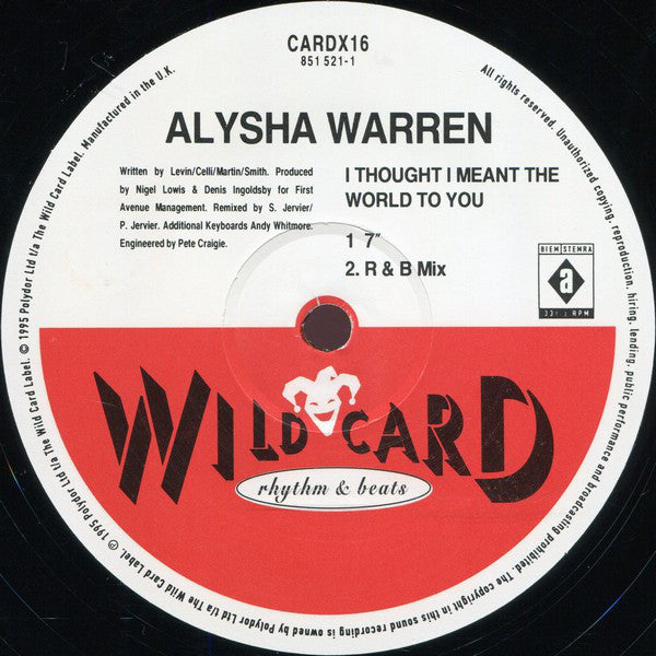 Alisha Warren : I Thought I Meant The World To You (12")
