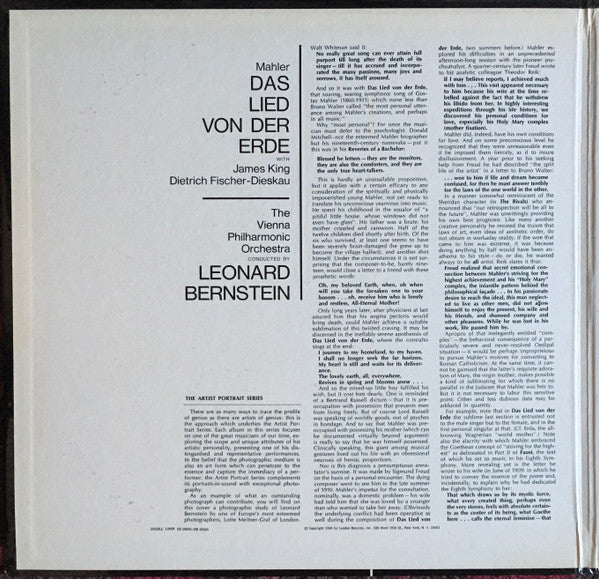 Gustav Mahler With James King (3), Dietrich Fischer-Dieskau, Wiener Philharmoniker Conducted By Leonard Bernstein : Das Lied Von Der Erde (LP, Album, Gat)