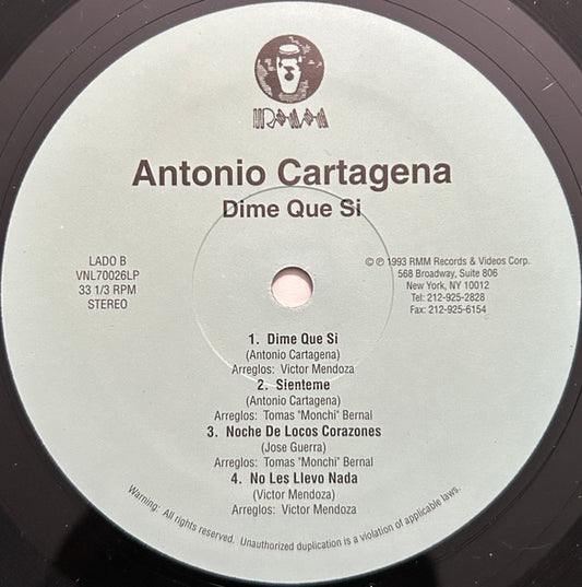 Antonio Cartagena : Dime Que Si (LP, Album)