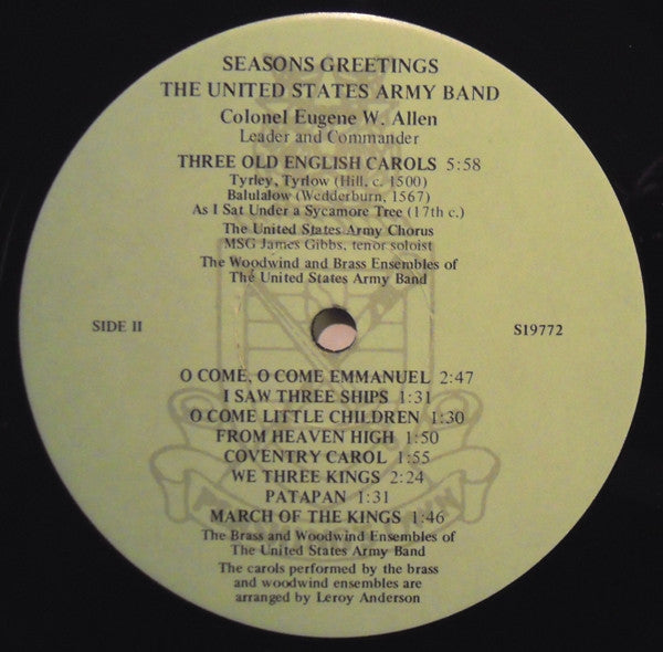 The United States Army Band : Seasons Greetings (LP, Album)