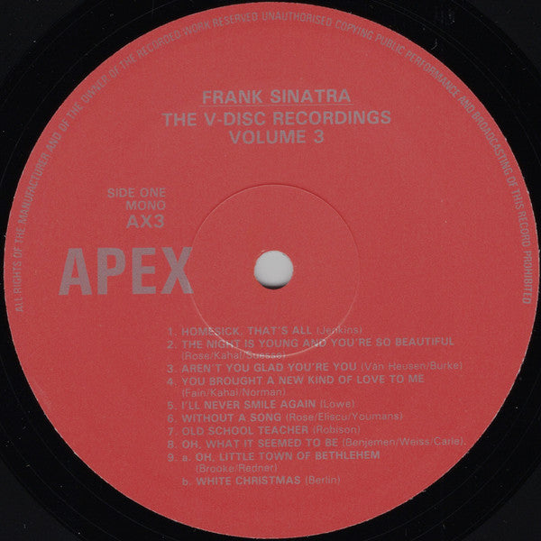 Frank Sinatra : The V-Disc Recordings Volume 3 (LP, Comp, Mono)