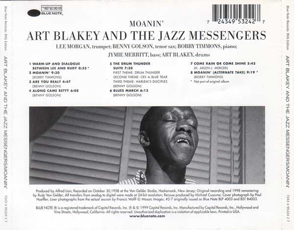Art Blakey & The Jazz Messengers : Moanin' (CD, Album, RE, RM, EMI)