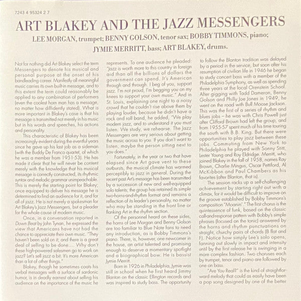 Art Blakey & The Jazz Messengers : Moanin' (CD, Album, RE, RM, EMI)