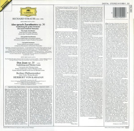 Richard Strauss • Herbert Von Karajan • Berliner Philharmoniker - Also Sprach Zarathustra - Don Juan vinyl record, LP (Near Mint (NM or M-)) | Lulo Records