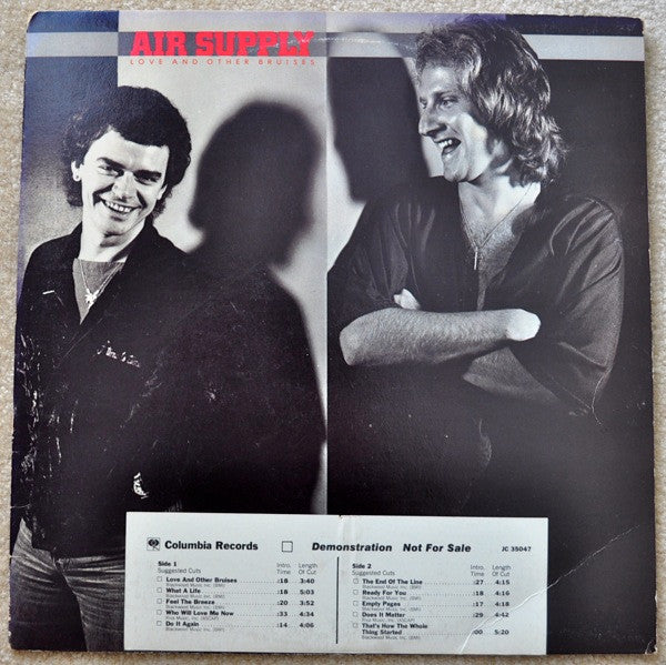 Air Supply : Love And Other Bruises (LP, Album, Promo, San)