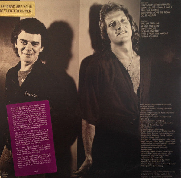 Air Supply : Love And Other Bruises (LP, Album, Promo, San)