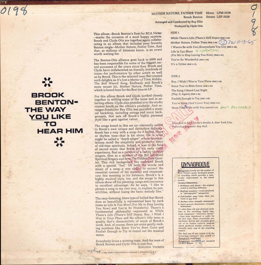 Brook Benton : Mother Nature, Father Time (LP, Album, Mono)