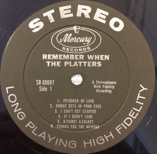 The Platters - Remember When? vinyl record, LP (Very Good Plus (VG+)) | Lulo Records