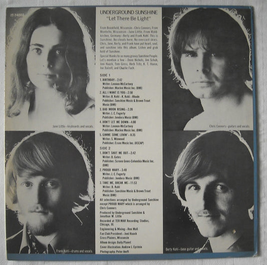 Underground Sunshine - Let There Be Light vinyl record, LP (Very Good Plus (VG+)) | Lulo Records