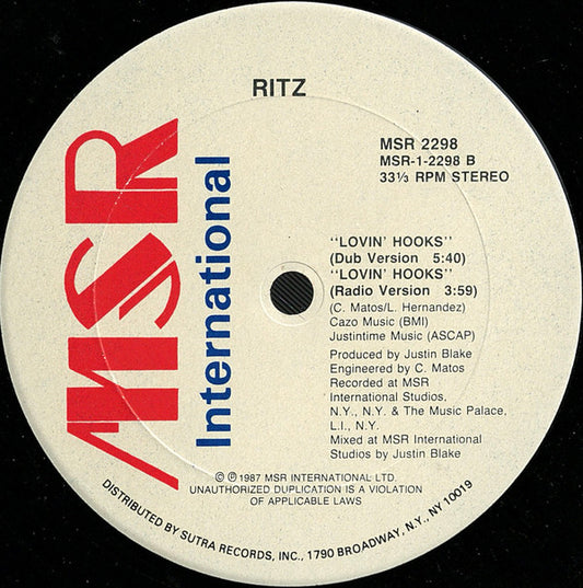 Ritz - Lovin' Hooks vinyl record, 12" (Very Good Plus (VG+)) | Lulo Records