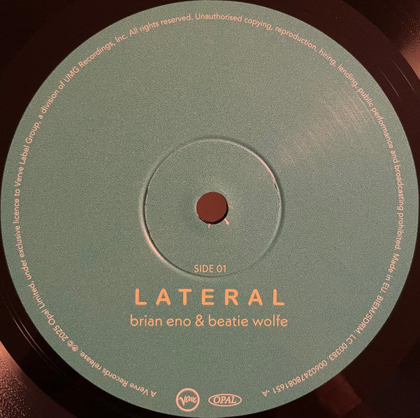 Brian Eno & Beatie Wolfe : Lateral (LP, Album, Bioplastic)