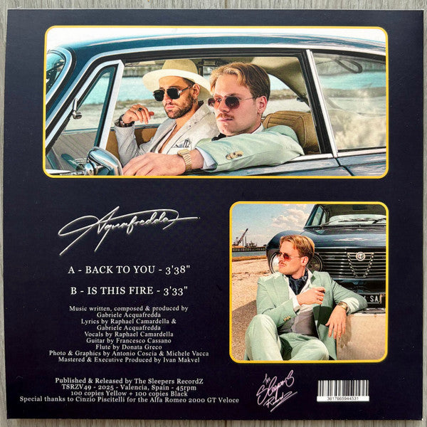 Gabriele Aquafredda : Back To You / Is This Fire (7", Ltd, Yel)