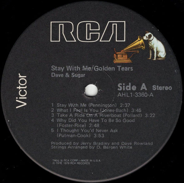 Dave And Sugar : Stay With Me / Golden Tears (LP, Album)