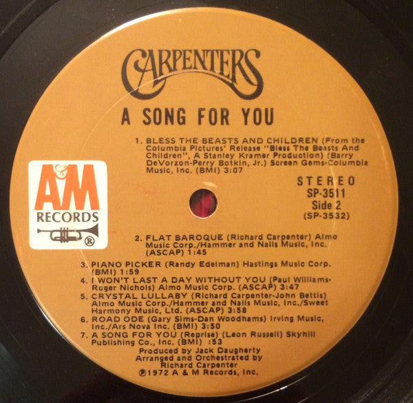 Carpenters : A Song For You (LP, Album, Ter)