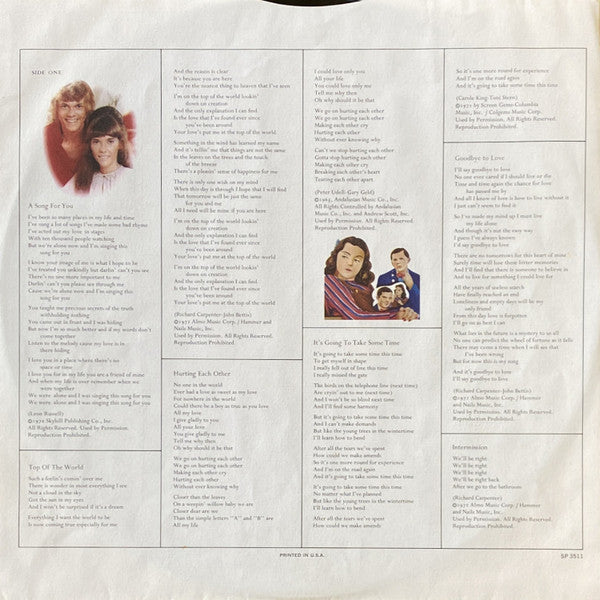 Carpenters : A Song For You (LP, Album, Ter)