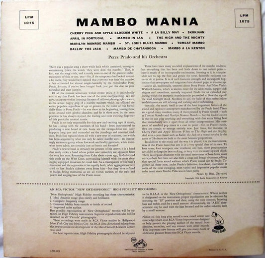 Perez Prado And His Orchestra - Mambo Mania vinyl record, LP (Near Mint (NM or M-)) | Lulo Records