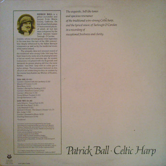 Patrick Ball - Celtic Harp: The Music Of Turlough O'Carolan vinyl record, LP (Near Mint (NM or M-)) | Lulo Records