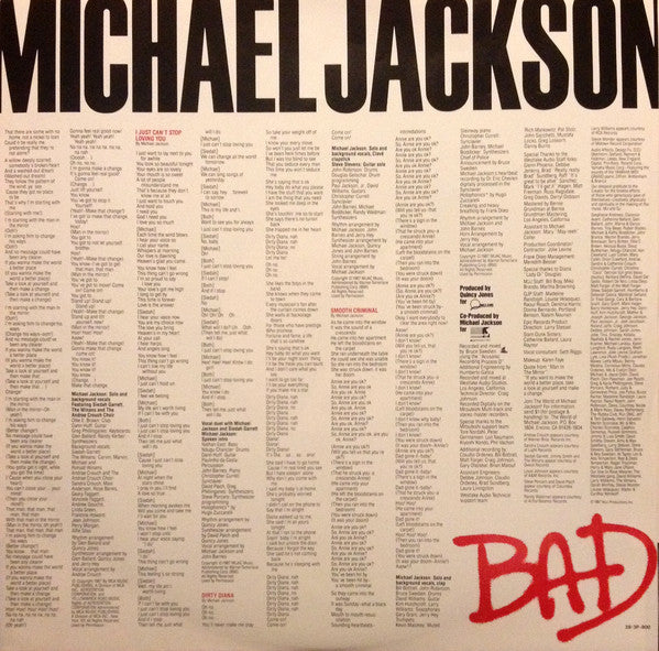Michael Jackson = Michael Jackson : Bad (LP, Album, Gat)