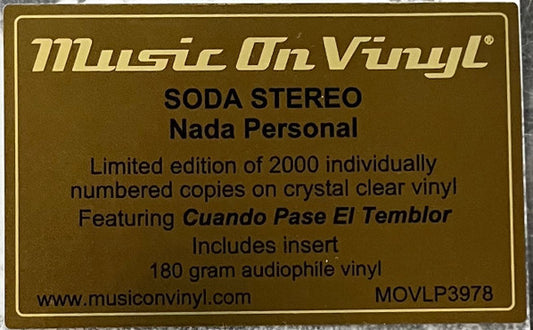 Soda Stereo : Nada Personal (LP, Ltd, Num, RE, RM, Tra)