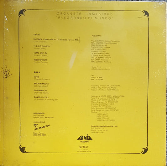 Inmensidad* : Alegrando El Mundo (LP, Album)