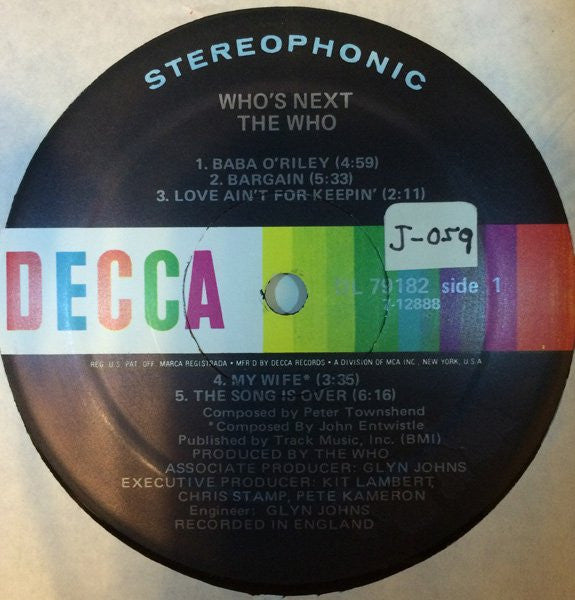 The Who : Who's Next (LP, Album)