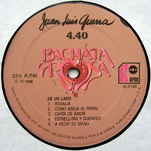 Juan Luis Guerra 4.40 : Bachata Rosa (LP, Album)