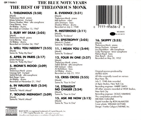 Thelonious Monk : The Best Of Thelonious Monk (CD, Comp)
