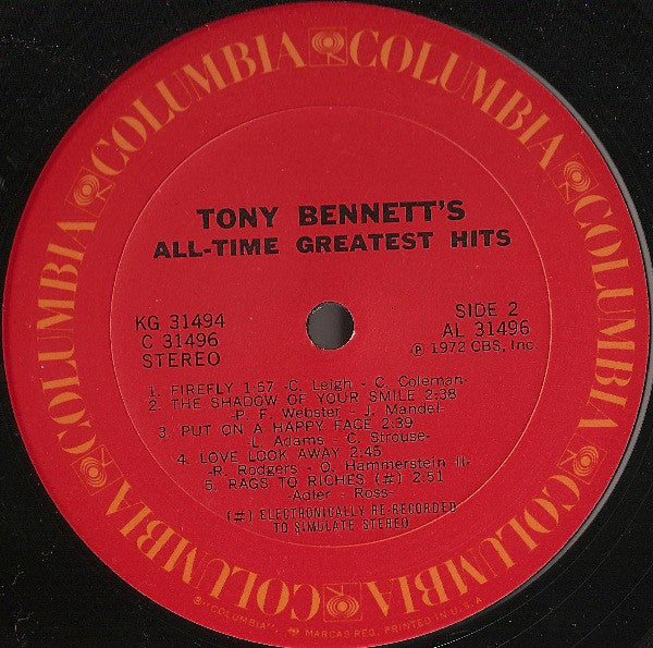 Tony Bennett : All Time Greatest Hits (2xLP, Comp)
