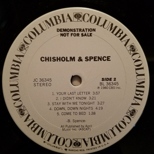 Chisholm & Spence : Chisholm & Spence (LP, Album, Promo, Pit)