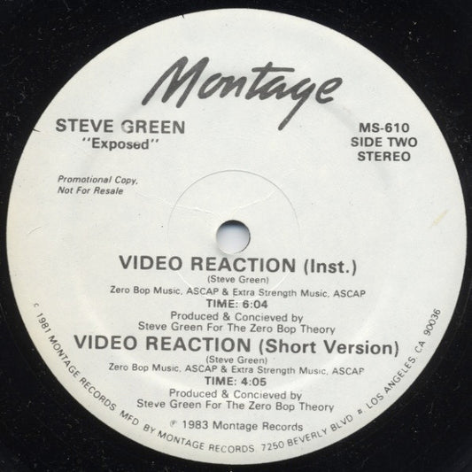 Steve Green - Video Reaction vinyl record, 12" (Near Mint (NM or M-)) | Lulo Records