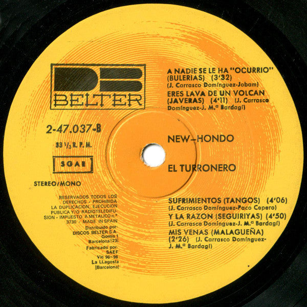 El Turronero : New Hondo (LP, Album)