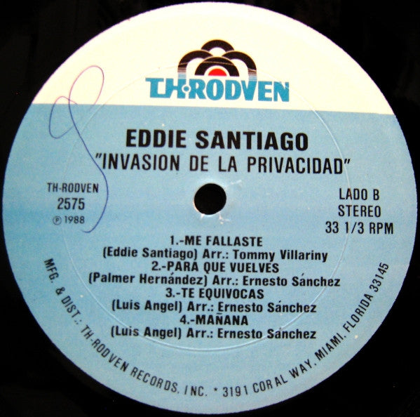 Eddie Santiago : Invasion De La Privacidad (LP, Album)
