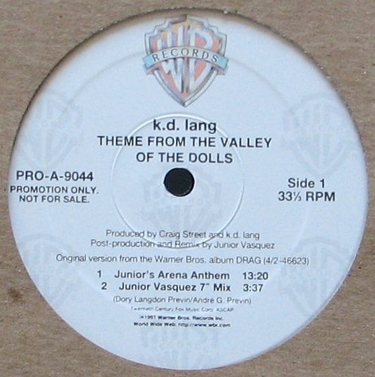 k.d. lang - Theme From The Valley Of The Dolls vinyl record, 12" (Very Good Plus (VG+)) | Lulo Records