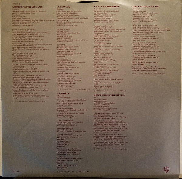 America (2) : History · America's Greatest Hits (LP, Comp, RE, Win)