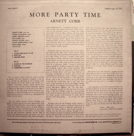 Arnett Cobb : More Party Time (LP, Album, Mono, dee)