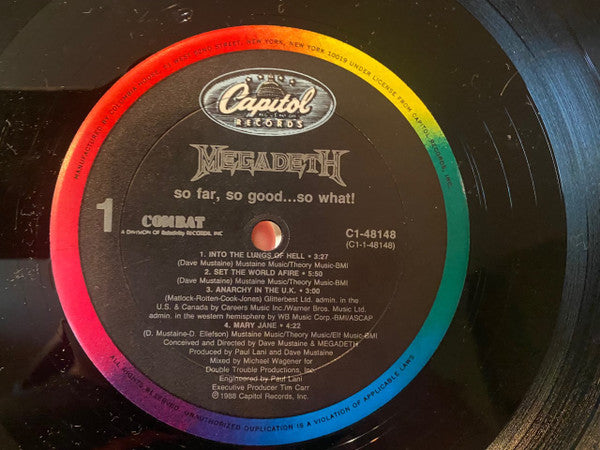 Megadeth : So Far, So Good...So What! (LP, Album, Club, Col)