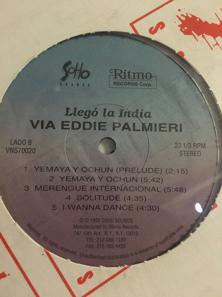 India : Llegó La India... Via Eddie Palmieri (LP, Album)
